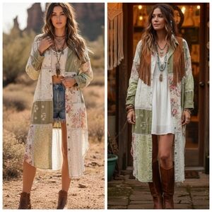 Oli & Hali Patchwork Long distressed Embroidered Duster
